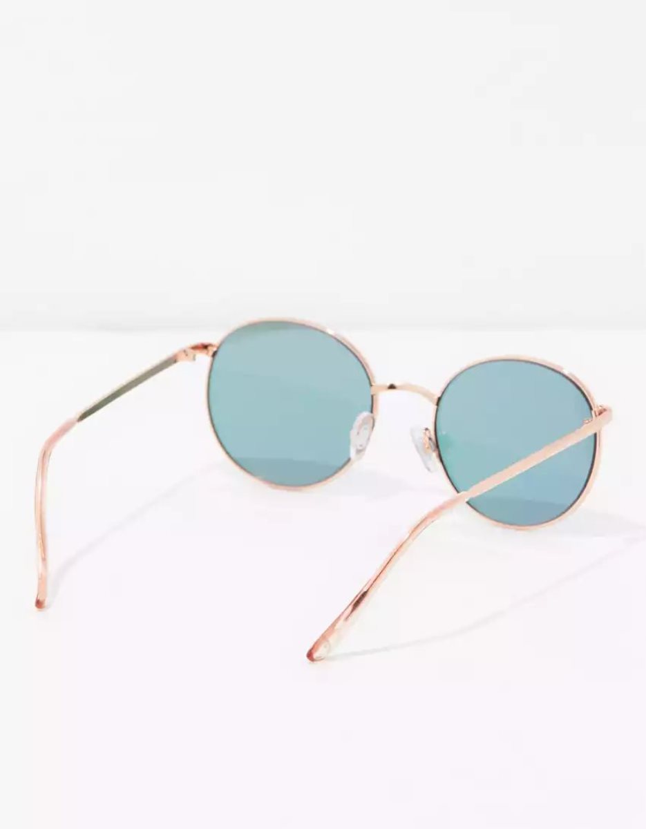 Lunettes de Soleil American Eagle AEO Rose Gold Round Metal Rose Doré Femme | EIA-89965665